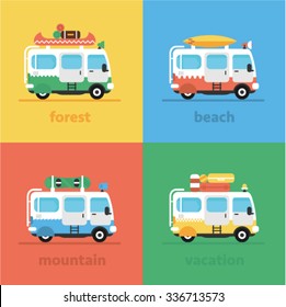 Vector illustration of vacation van car