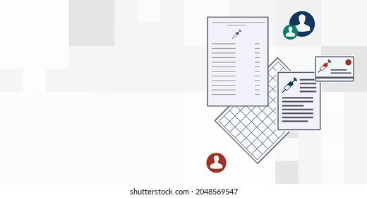 vector illustration of vaccination certificates documents and papers for confirming immunization