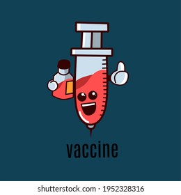vector illustration of vaccination drugs. kawaii style