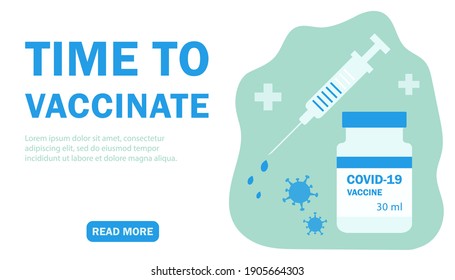 Vector illustration of a vaccine against coronavirus and syringe, vaccination campaign and treatment. All elements are isolated.