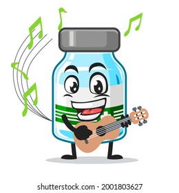 vector illustration of vaccine character or mascot playing guitar