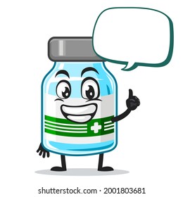 vector illustration of vaccine character or mascot says with blank balloon speech