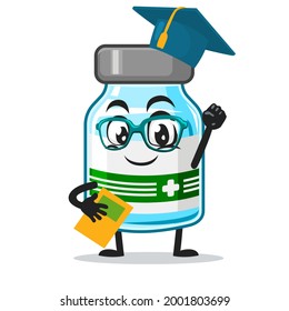 vector illustration of vaccine character or mascot graduation hat and holding book