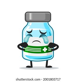 vector illustration of vaccine character or mascot crying