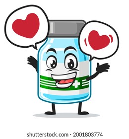 vector illustration of vaccine character or mascot says with love in bubble speech