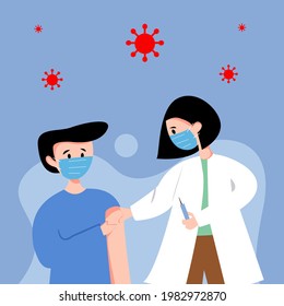 vector illustration of vaccine injection