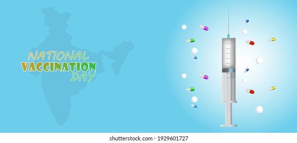 Vector illustration of vaccine. National Vaccination Day. Strong immunity background, ideas concept.
