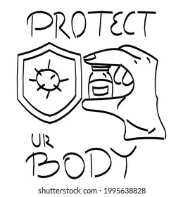 vector illustration of vaccine slogan isolted on white background