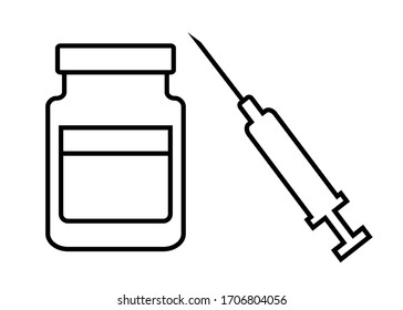 Vector illustration of a vaccine and syringe medical drug, vaccine and spa salon advertisement. All elements are isolated