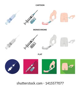 Vector illustration of vaccine and syringe symbol. Set of vaccine and antibiotic stock symbol for web.