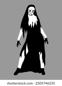 vector illustration of the valak ghost, halloween ghost silhouette