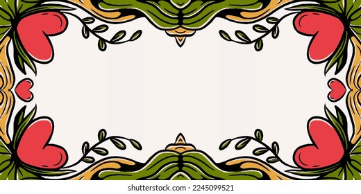 
vector illustration of valentine background banner with copy space with floral and heart frame ornament