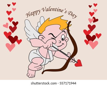 Vector illustration of Valentine card with Cupid.