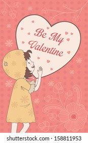 A vector illustration of Valentine card design with Be My Valentine words