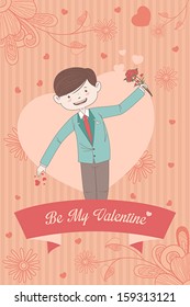 A vector illustration of Valentine card design with Be My Valentine words
