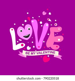 Vector illustration valentine card, poster, and background with heart and love.