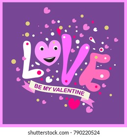 Vector illustration valentine card, poster, and background with heart and love.