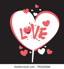 Vector illustration valentine card, poster, and background with heart and love.