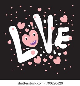 Vector illustration valentine card, poster, and background with heart and love.