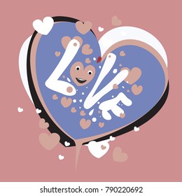 Vector illustration valentine card, poster, and background with heart and love.