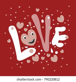 Vector illustration valentine card, poster, and background with heart and love.