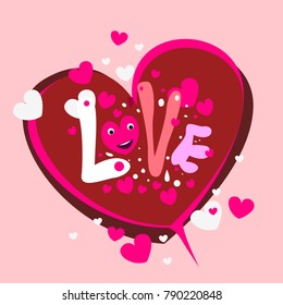 Vector illustration valentine card, poster, and background with heart and love.