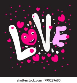 Vector illustration valentine card, poster, and background with heart and love.