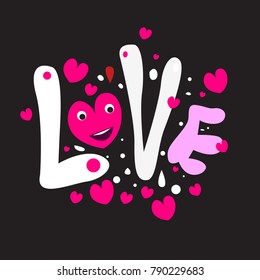 Vector illustration valentine card, poster, and background with heart and love.