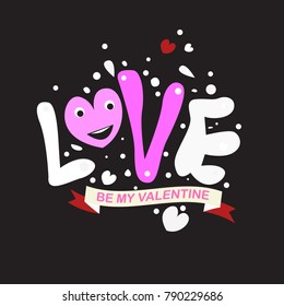 Vector illustration valentine card, poster, and background with heart and love.