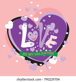 Vector illustration valentine card, poster, and background with heart and love.