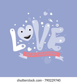 Vector illustration valentine card, poster, and background with heart and love.
