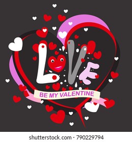Vector illustration valentine card, poster, and background with heart and love.