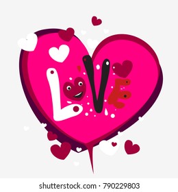 Vector illustration valentine card, poster, and background with heart and love.