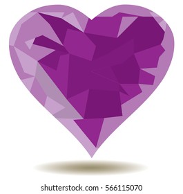 vector illustration of valentine card with purple mosaic heart icon