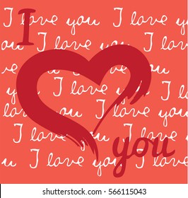 vector illustration of valentine card with red heart and love you text