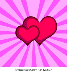 vector illustration of a Valentine card with two hearts