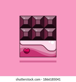 Ilustración vectorial del bar de chocolates valentinos con logo en forma de logo, adecuado para el Día de San Valentín
