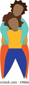 Vector illustration of a valentine couple embracing.