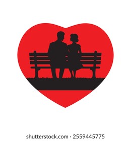 Vector illustration of a valentine couple enclosed with a heart shape