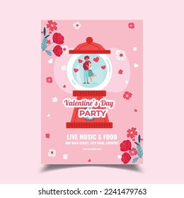 Vector Illustration of Valentine Day Flyer Poster