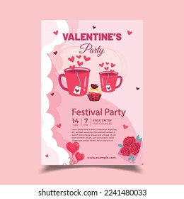 Vektorgrafik des Valentinstag-Flyer-Poster