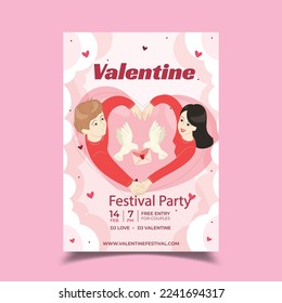 Vector Illustration of Valentine Day Flyer Poster