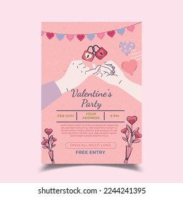 Vector Illustration of Valentine Day Flyer Poster