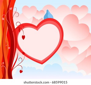 Vector illustration. Valentine Day Greeting Card with abstract heart background