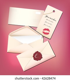 Vector illustration with Valentine envelop and card