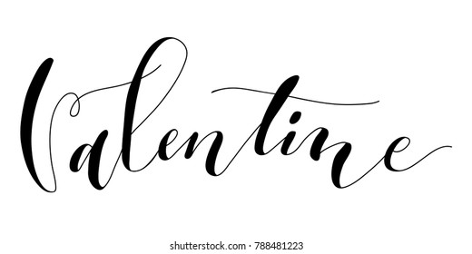 Vector illustration of "Valentine". Hand drawn typography. Valentine handwritten calligraphy text.
