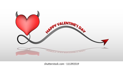 vector illustration of valentine heart demon