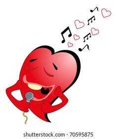 Vector illustration. Valentine heart and microphone