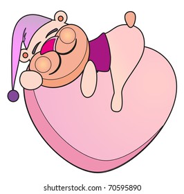 Vector illustration. Valentine love bear.