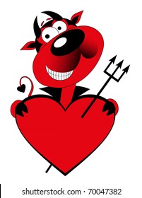 Vector illustration. Valentine love devil dog.